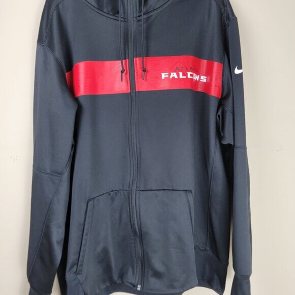 Nike Men's Black and Red Falcons Zip Hoodie - Picture 5 of 12